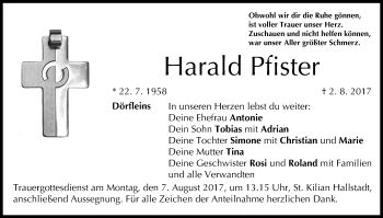 Anzeige von Harald Pfister von MGO