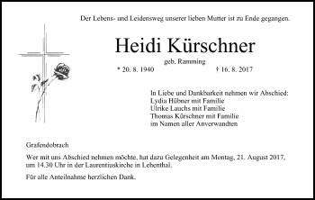 Anzeige von Heidi Kürschner von MGO