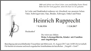 Anzeige von Heinrich Rupprecht von MGO