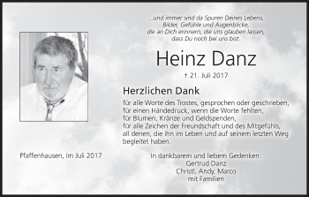 Anzeige von Heinz Danz von MGO