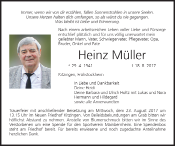 Anzeige von Heinz Müller von MGO