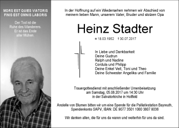 Anzeige von Heinz Stadter von MGO
