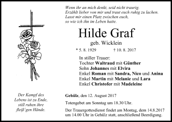 Anzeige von Hilde Graf von MGO