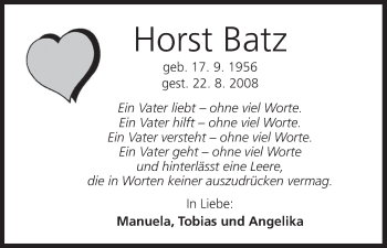 Anzeige von Horst Batz von MGO