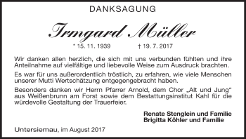 Anzeige von Irmgard Müller von MGO