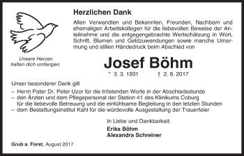 Anzeige von Josef Böhm von MGO