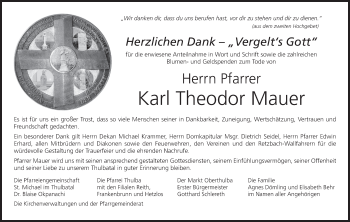 Anzeige von Karl Theodor Mauer von MGO