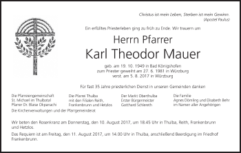 Anzeige von Karl Theodor Mauer von MGO