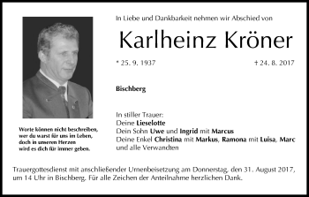 Anzeige von Karlheinz Kröner von MGO