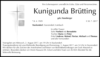 Anzeige von Kunigunda Brütting von MGO