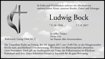 Anzeige von Ludwig Bock von MGO