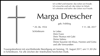 Anzeige von Marga Drescher von MGO