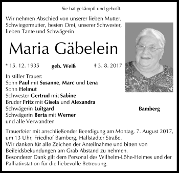 Anzeige von Maria Gäbelein von MGO