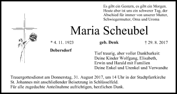 Anzeige von Maria Scheubel von MGO