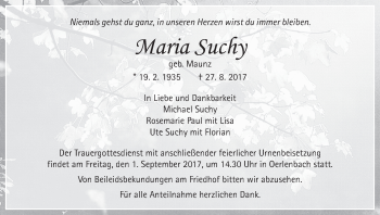Anzeige von Maria Suchy von MGO
