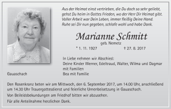 Anzeige von Marianne Schmitt von MGO