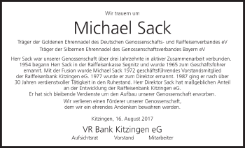 Anzeige von Michael Sack von MGO