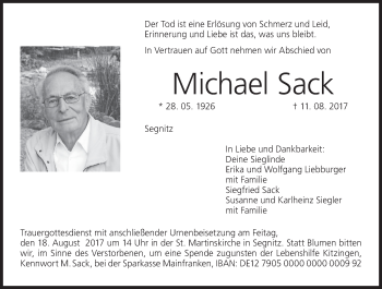 Anzeige von Michael Sack von MGO