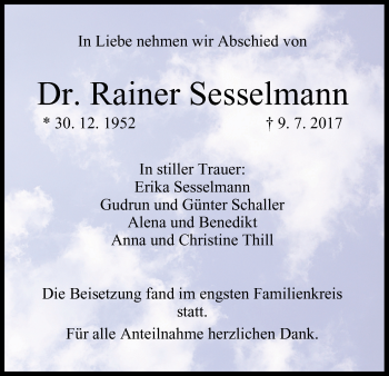 Anzeige von Rainer Sesselmann von MGO