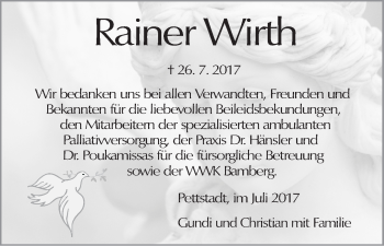 Anzeige von Rainer Wirth von MGO