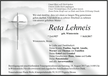 Anzeige von Reta Lehneis von MGO
