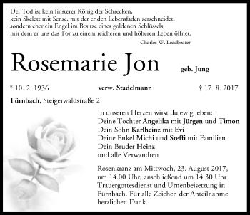 Anzeige von Rosemarie Jon von MGO
