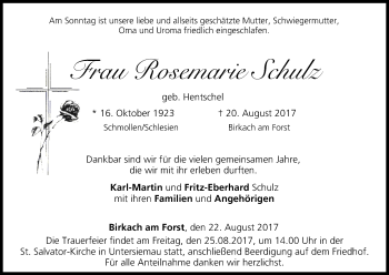 Anzeige von Rosemarie Schulz von MGO