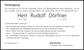 Anzeige von Rudolf Dörfner von MGO