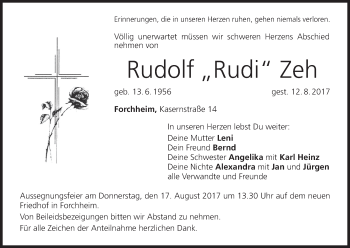 Anzeige von Rudolf Zeh von MGO