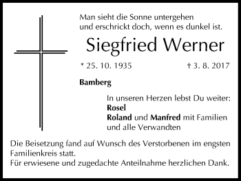 Anzeige von Siegfried Werner von MGO