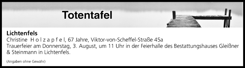  Traueranzeige für Totentafel vom 02.08.2017 vom 02.08.2017 aus MGO