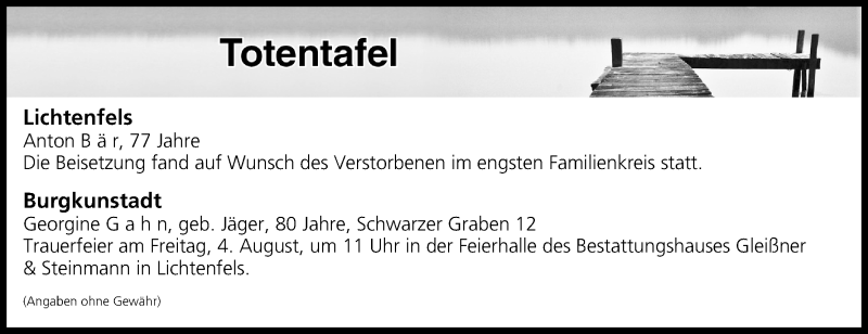  Traueranzeige für Totentafel vom 03.08.2017 vom 03.08.2017 aus MGO