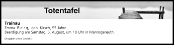 Anzeige von Totentafel vom 04.08.2017 von MGO