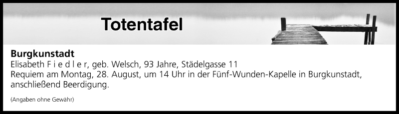  Traueranzeige für Totentafel vom 26.08.2017 vom 26.08.2017 aus MGO