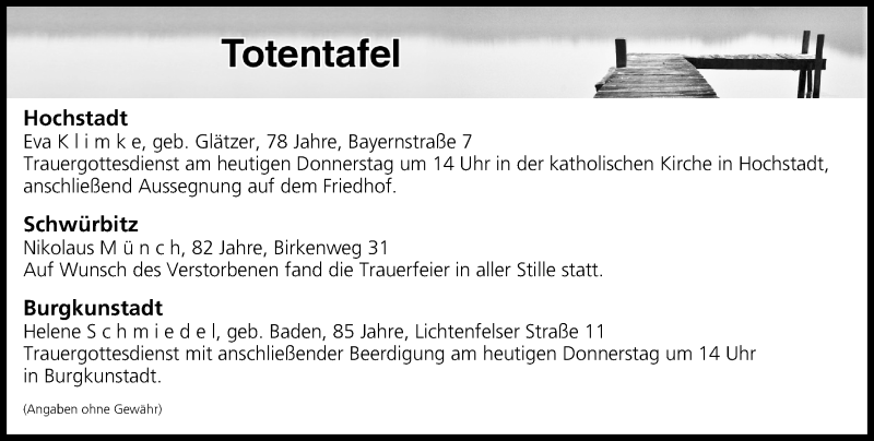  Traueranzeige für Totentafel vom 31.08.2017 vom 31.08.2017 aus MGO