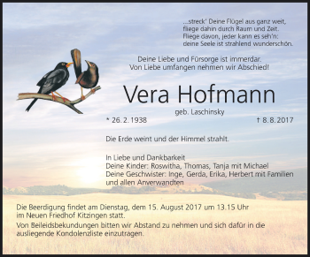 Anzeige von Vera Hofmann von MGO