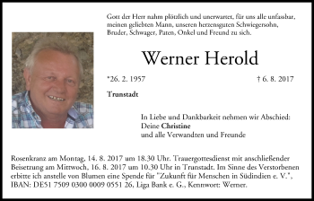 Anzeige von Werner Herold von MGO
