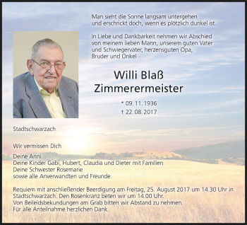 Anzeige von Willi Blaß von MGO