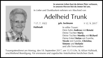 Anzeige von Adelheid Trunk von MGO