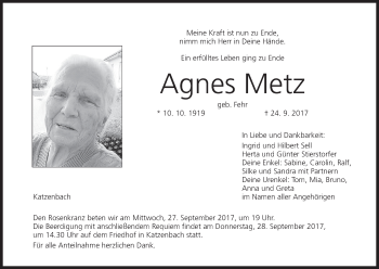 Anzeige von Agnes Metz von MGO