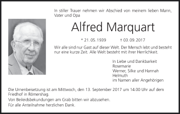 Anzeige von Alfred Marquart von MGO