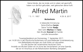Anzeige von Alfred Martin von MGO