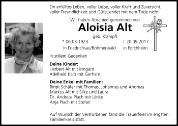 Anzeige von Aloisia Alt von MGO