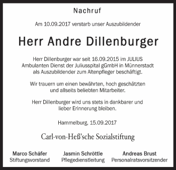 Anzeige von Andre Dillenburger von MGO