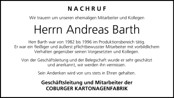 Anzeige von Andreas Barth von MGO