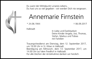 Anzeige von Annemarie Firnstein von MGO