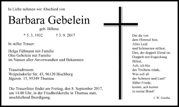 Anzeige von Barbara Gebelein von MGO