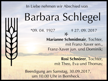 Anzeige von Barbara Schlegel von MGO