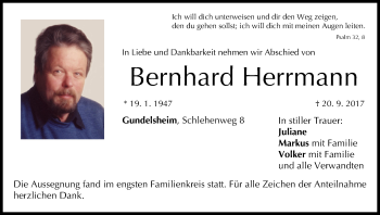 Anzeige von Bernhard Herrmann von MGO
