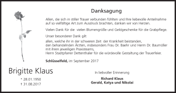 Anzeige von Brigitte Klaus von MGO